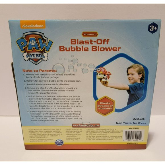Bubble Blower Machine Paw Patrol Toy Marshall Action Blast Off - Picture 3 of 7
